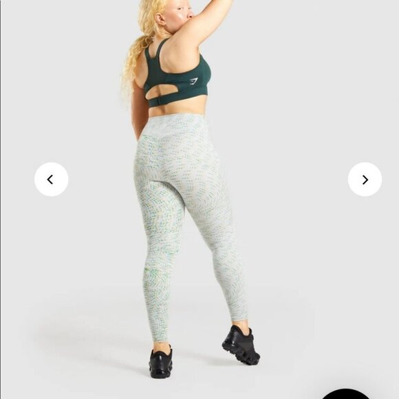 NWOT Gymshark training leggings light grey green and yellow flecked women’s SP - Picture 2 of 16